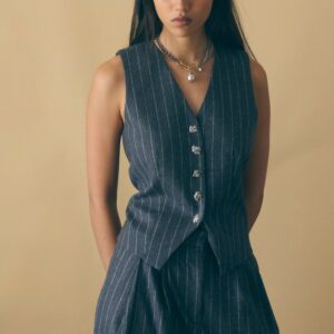 Gilet Dubail Wool Stripes Blue Maison Labiche